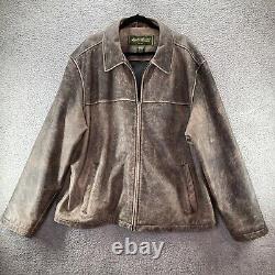 Eddie Bauer Leather Bomber Jacket Men's 3XLT Brown Distressed Western Cowboy