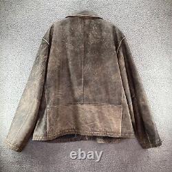 Eddie Bauer Leather Bomber Jacket Men's 3XLT Brown Distressed Western Cowboy