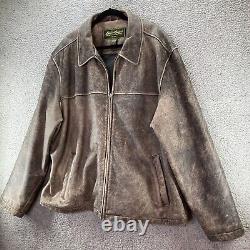 Eddie Bauer Leather Bomber Jacket Men's 3XLT Brown Distressed Western Cowboy