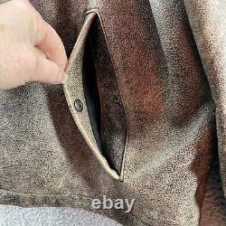 Eddie Bauer Leather Bomber Jacket Men's 3XLT Brown Distressed Western Cowboy