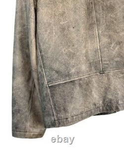 Eddie Bauer Vintage Mens Large Brown Distressed Leather Jacket Lined Heavy