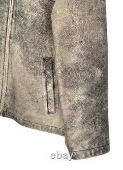 Eddie Bauer Vintage Mens Large Brown Distressed Leather Jacket Lined Heavy