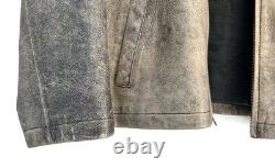 Eddie Bauer Vintage Mens Large Brown Distressed Leather Jacket Lined Heavy