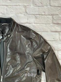 Ermenegildo Zegna L/XL Detroit Racer Biker Motorcycle Slim Brown Leather Jacket