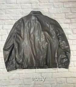 Ermenegildo Zegna L/XL Detroit Racer Biker Motorcycle Slim Brown Leather Jacket