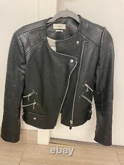 Etoile Isabel Marant Womens Leather Solid Motorcycle Jacket Black