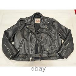 Excelled New York Leather Motorcycle Jacket Size 40 Black Belted VTG Distressed