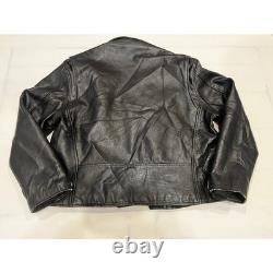 Excelled New York Leather Motorcycle Jacket Size 40 Black Belted VTG Distressed