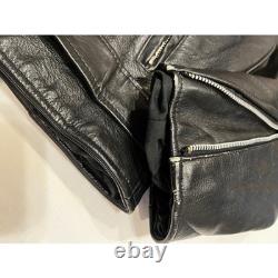 Excelled New York Leather Motorcycle Jacket Size 40 Black Belted VTG Distressed