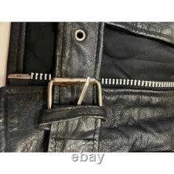 Excelled New York Leather Motorcycle Jacket Size 40 Black Belted VTG Distressed