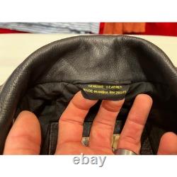 Excelled New York Leather Motorcycle Jacket Size 40 Black Belted VTG Distressed