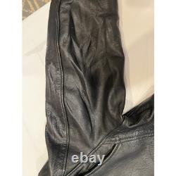Excelled New York Leather Motorcycle Jacket Size 40 Black Belted VTG Distressed