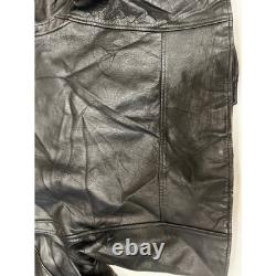 Excelled New York Leather Motorcycle Jacket Size 40 Black Belted VTG Distressed