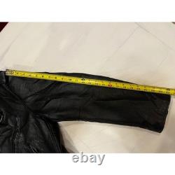Excelled New York Leather Motorcycle Jacket Size 40 Black Belted VTG Distressed