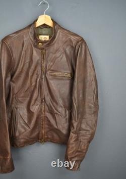 Ezra Fitch Cafe Racer Leather Motorcycle Jacket Size L