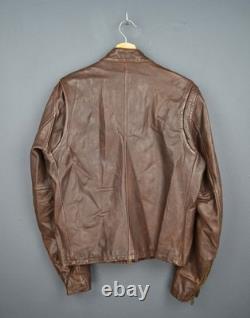 Ezra Fitch Cafe Racer Leather Motorcycle Jacket Size L