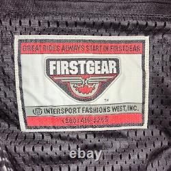 FIRSTGEAR Leather Motorcycle Jacket Speed Lined 3M Accent Rare Design Mens M