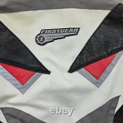 FIRSTGEAR Leather Motorcycle Jacket Speed Lined 3M Accent Rare Design Mens M