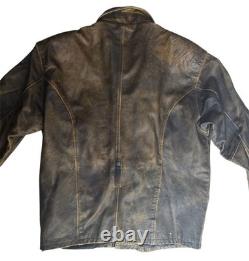 FIRST Genuine Leather Jacket Mens Large L Distressed Brown Vintage Motorcycle