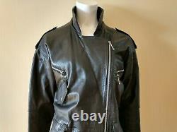 FIRST Genuine Leather Men's Jacket Size M, Black Long Biker