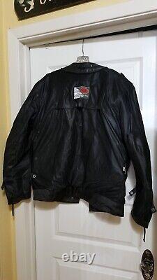 FIRST MFG CO Men RAIDER Motorcycle BLACK Leather Jacket LARGE FIM263CDMZ