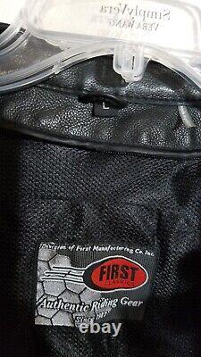 FIRST MFG CO Men RAIDER Motorcycle BLACK Leather Jacket LARGE FIM263CDMZ