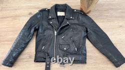 FMC SuperStar Men/Women Distressed Motorcycle Riding Real Leather Jacket S/M