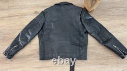 FMC SuperStar Men/Women Distressed Motorcycle Riding Real Leather Jacket S/M