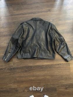 FMC Vintage 90's Leather Motorcycle Jacket Superstar Size 54 Belted