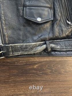 FMC Vintage 90's Leather Motorcycle Jacket Superstar Size 54 Belted