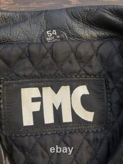 FMC Vintage 90's Leather Motorcycle Jacket Superstar Size 54 Belted