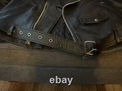 FMC Vintage Black Leather Motorcycle Biker Jacket Heavy Quilt Lined Punk Men 38