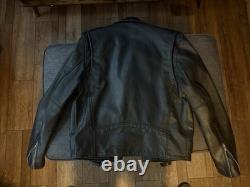 FMC Vintage Black Leather Motorcycle Biker Jacket Heavy Quilt Lined Punk Men 38