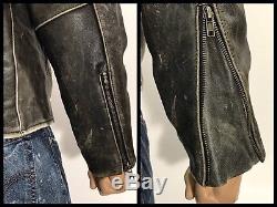 FRYE Vintage Leather Jacket Cafe Racer Motorcycle Biker Distressed Cowhide L
