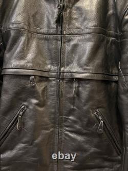 Fast Racing Men's Vintage Black Leather Motorcycle Jacket, Size Medium (M)