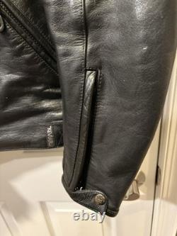 Fast Racing Men's Vintage Black Leather Motorcycle Jacket, Size Medium (M)