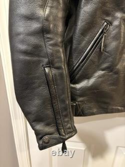 Fast Racing Men's Vintage Black Leather Motorcycle Jacket, Size Medium (M)