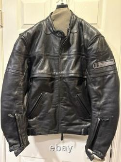 Fast Racing Men's Vintage Black Leather Motorcycle Jacket, Size Medium (M)