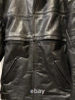 Fast Racing Men's Vintage Black Leather Motorcycle Jacket, Size Medium (M)