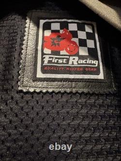 Fast Racing Men's Vintage Black Leather Motorcycle Jacket, Size Medium (M)