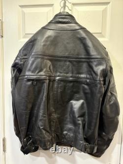 Fast Racing Men's Vintage Black Leather Motorcycle Jacket, Size Medium (M)
