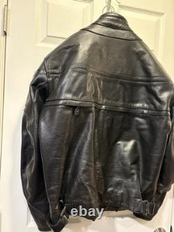 Fast Racing Men's Vintage Black Leather Motorcycle Jacket, Size Medium (M)