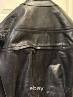 Fast Racing Men's Vintage Black Leather Motorcycle Jacket, Size Medium (M)