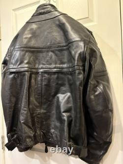 Fast Racing Men's Vintage Black Leather Motorcycle Jacket, Size Medium (M)