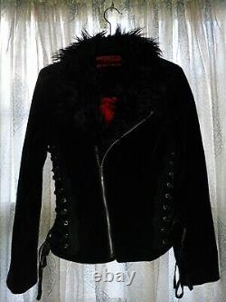 Faux Fur Velvet Tripp NYC Jacket Coat Sz Small Rare HTF 2000s