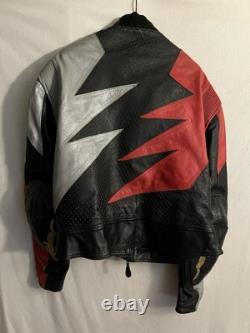Fieldsheer USA Leather Motorcycle Jacket European Style Red Black Grey Size XL