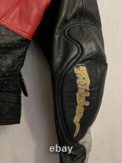 Fieldsheer USA Leather Motorcycle Jacket European Style Red Black Grey Size XL