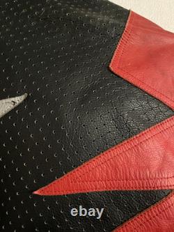 Fieldsheer USA Leather Motorcycle Jacket European Style Red Black Grey Size XL