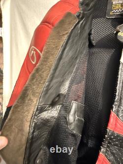Fieldsheer USA Leather Motorcycle Jacket European Style Red Black Grey Size XL