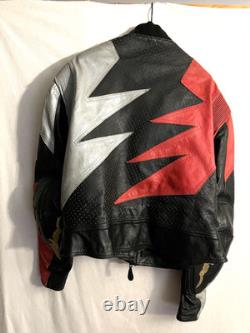 Fieldsheer USA Leather Motorcycle Jacket European Style Red Black Grey Size XL